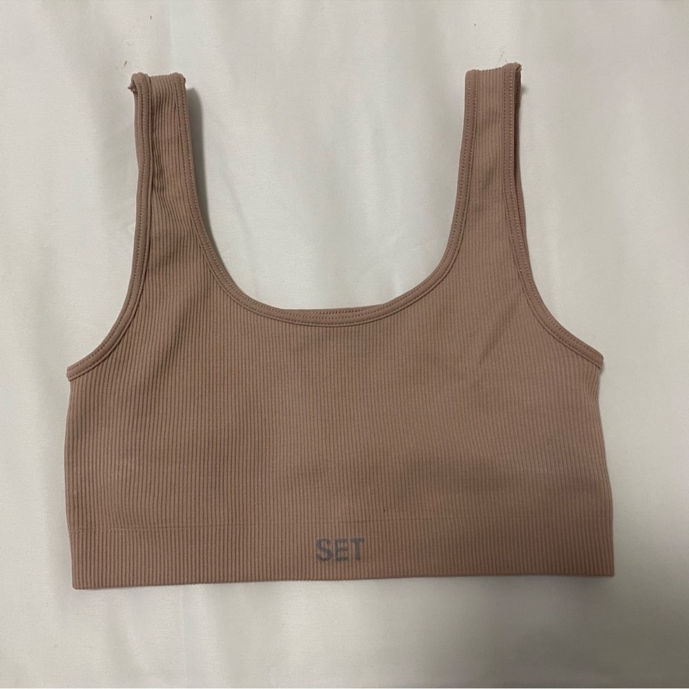 SET Active Tan Ribbed Sports Bra